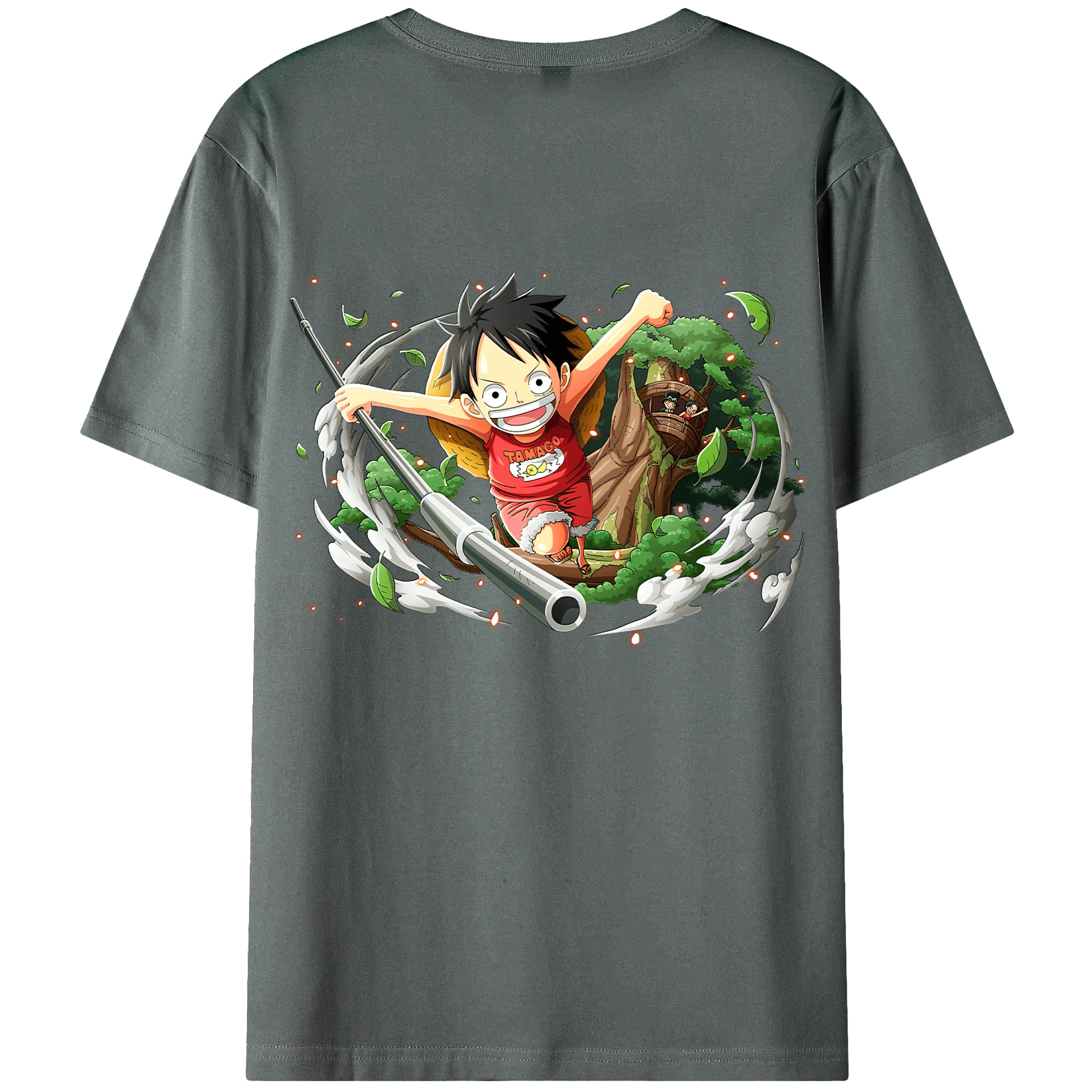 ワンピース モンキー・D・ルフィ ONE PIECE Monkey D. Luffy 綿100％ メンズ半袖Tシャツ（バックプリント） 通気性